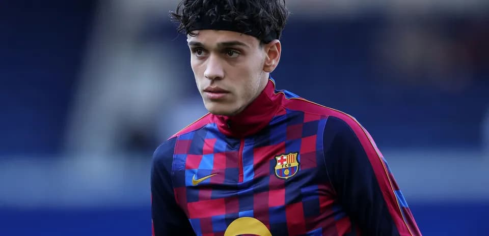 Jugador de Barcelona en calentamiento antes del partido