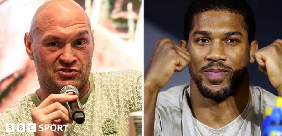 Tyson Fury y Anthony Joshua en conferencia de prensa