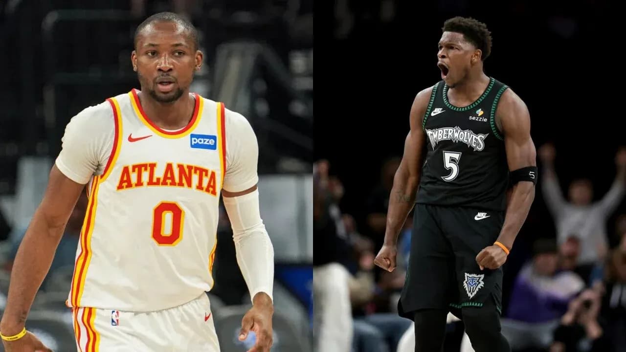 Jugadores de baloncesto de Atlanta y Timberwolves en acción