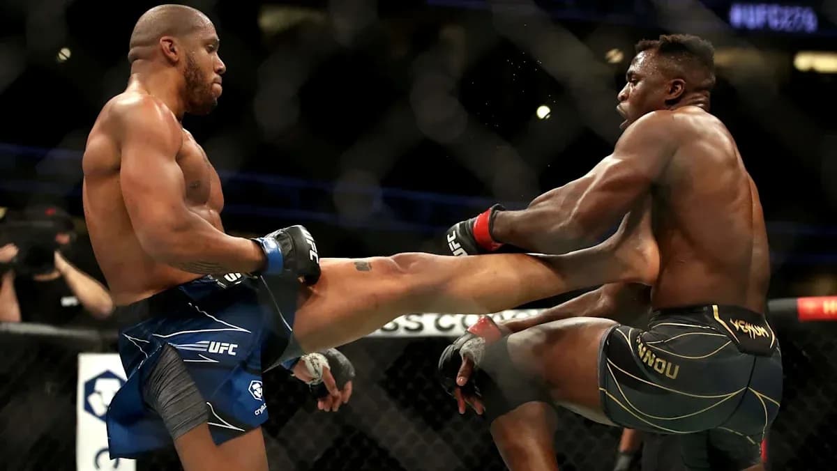 Luchadores en acción durante combate de UFC