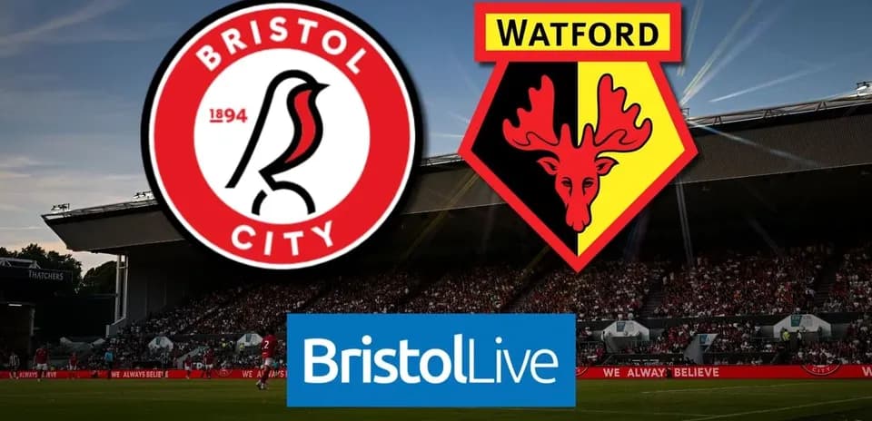 Logos de Bristol City y Watford en el estadio