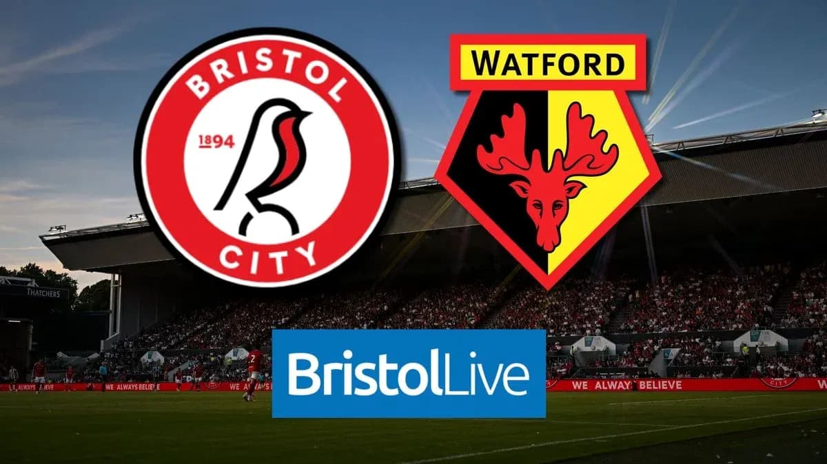 Logos de Bristol City y Watford en el estadio