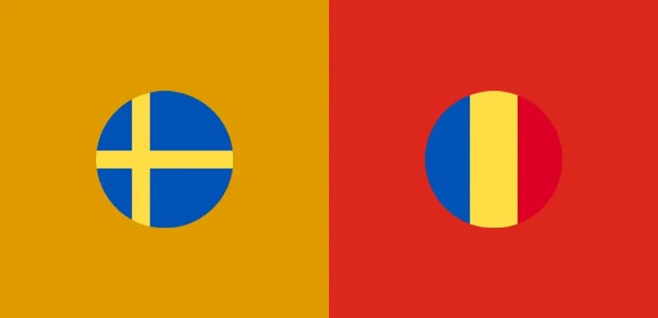 Banderas de Suecia y Rumania en fondo colorido