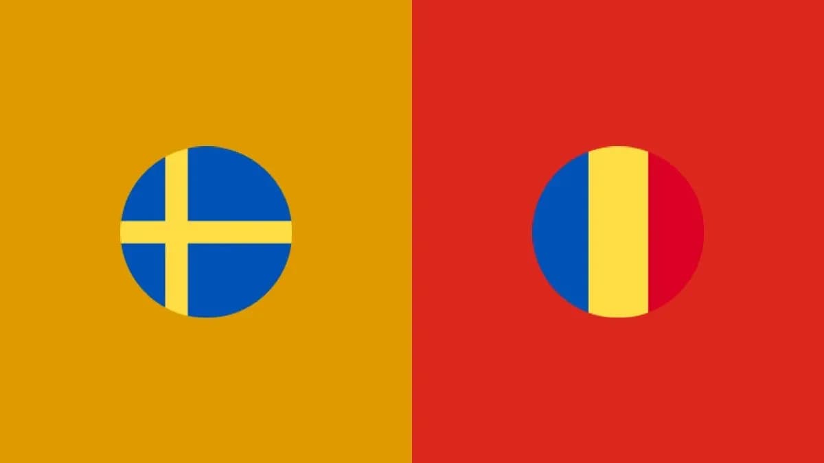 Banderas de Suecia y Rumania en fondo colorido