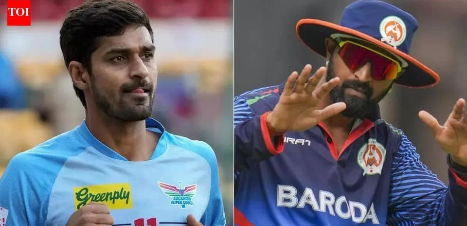 Jugadores de cricket en uniforme de sus equipos