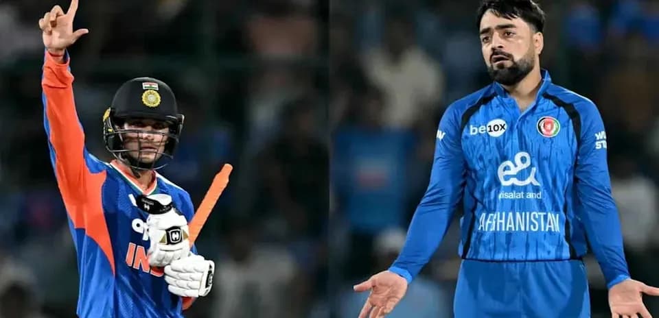 Jugadores de cricket de India y Afganistán en acción