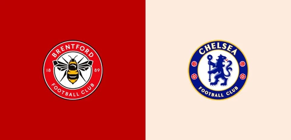 Logos de Brentford y Chelsea en fondo colorido