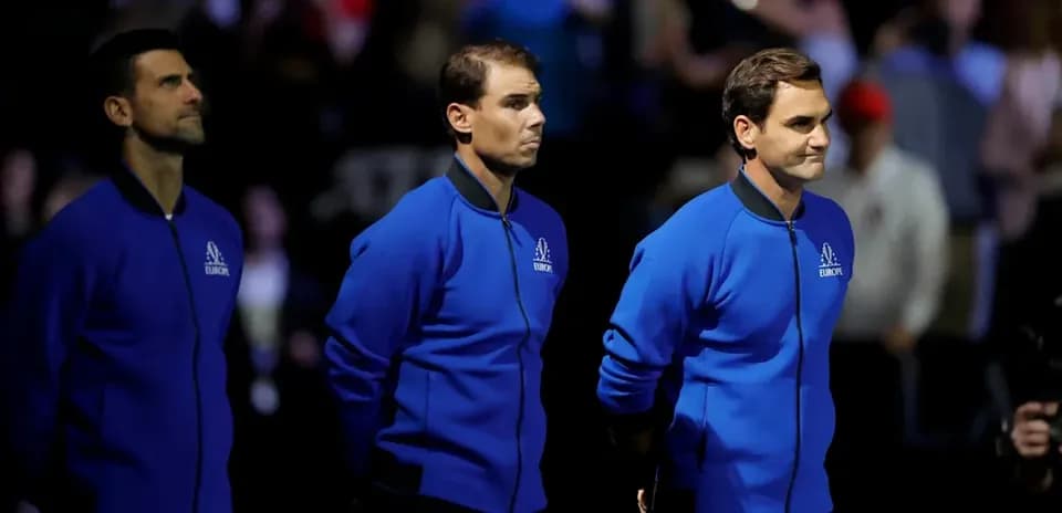 Novak Djokovic, Rafael Nadal y Roger Federer en ceremonia