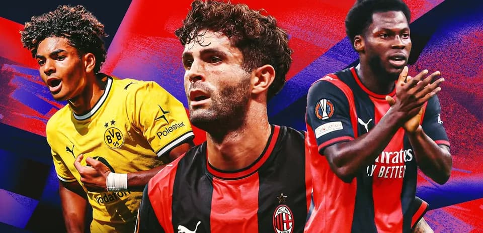 Jugadores de Borussia Dortmund y AC Milan en acción