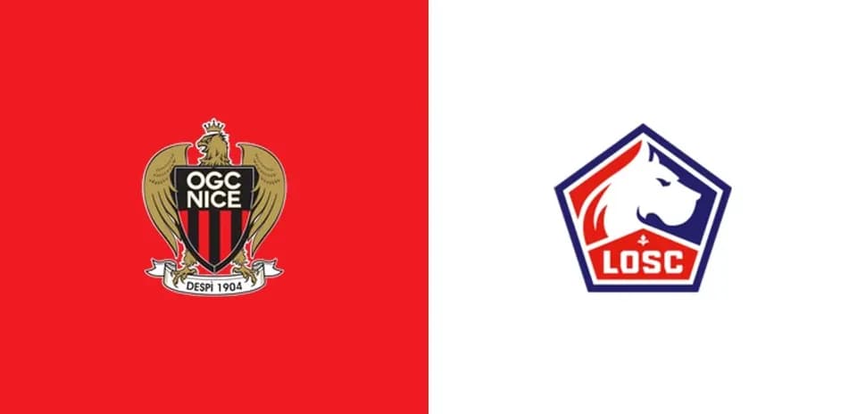 Logos de OGC Nice y LOSC en fondo rojo y blanco