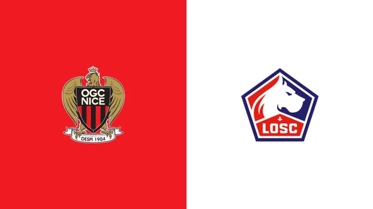 Logos de OGC Nice y LOSC en fondo rojo y blanco