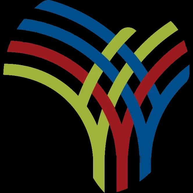 Logotipo con líneas de colores entrelazadas