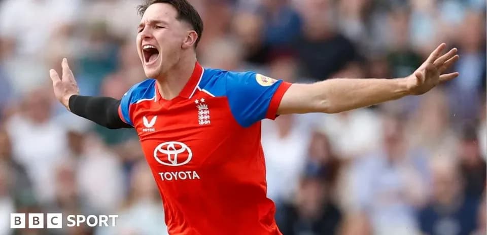Jugador de cricket de Inglaterra celebrando una wicket