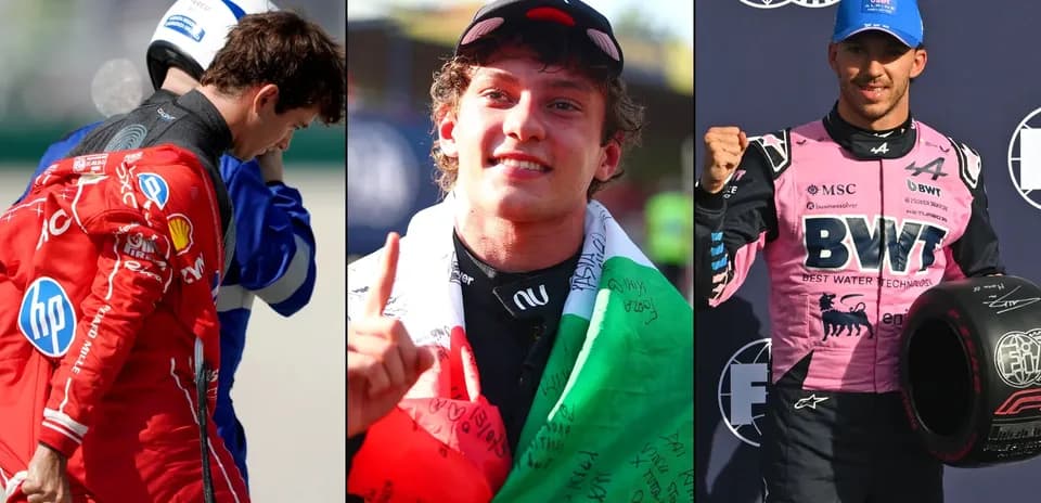 Tres pilotos de Fórmula 1 en diferentes momentos