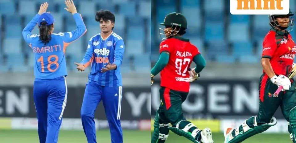 Jugadoras de cricket de India y Bangladés en acción