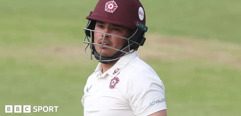 Jugador de cricket con casco en el campo