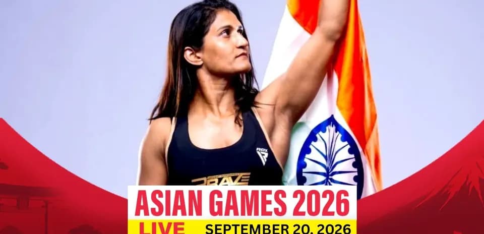 Atleta sosteniendo la bandera de India en eventos