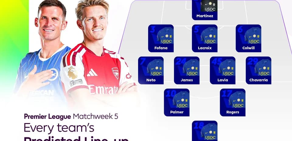 Alineación prevista para la semana 5 de la Premier League