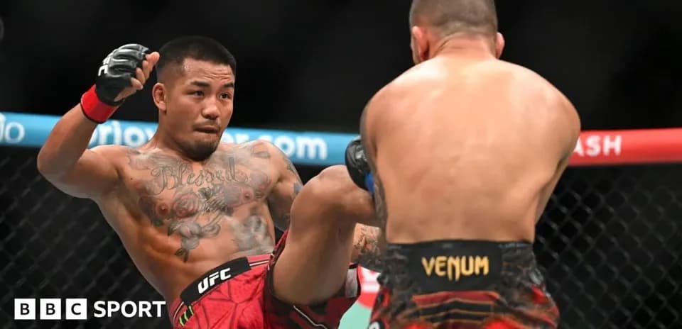 Luchador lanzando una patada en combate de UFC