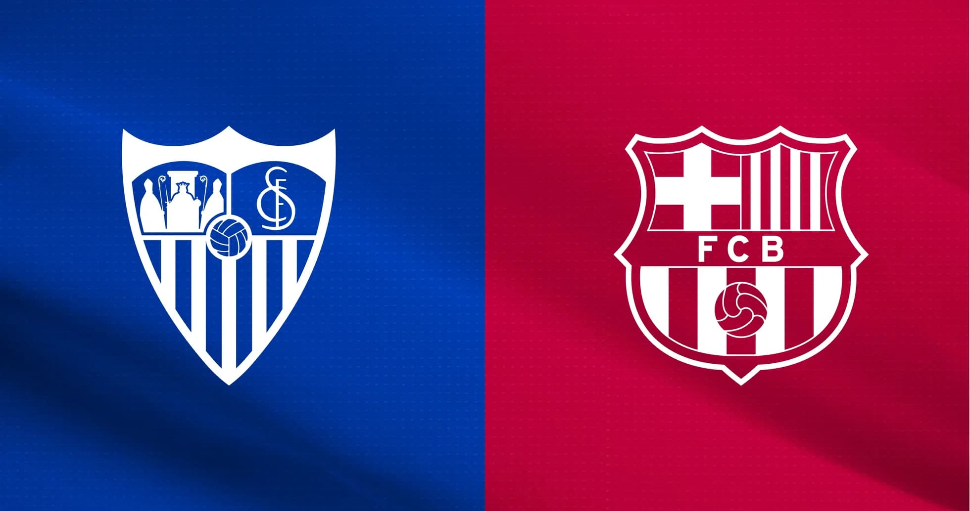 Escudos de Sevilla y FC Barcelona en fondo colorido Escudos de Sevilla y FC Barcelona en fondo colorido