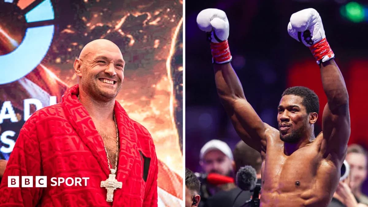 Tyson Fury y Anthony Joshua en evento de boxeo Tyson Fury y Anthony Joshua en evento de boxeo