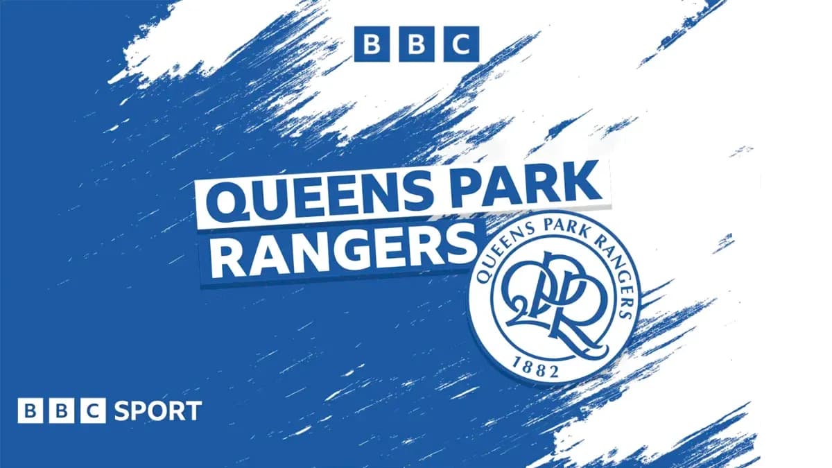 Logotipo de Queens Park Rangers sobre fondo azul Logotipo de Queens Park Rangers sobre fondo azul