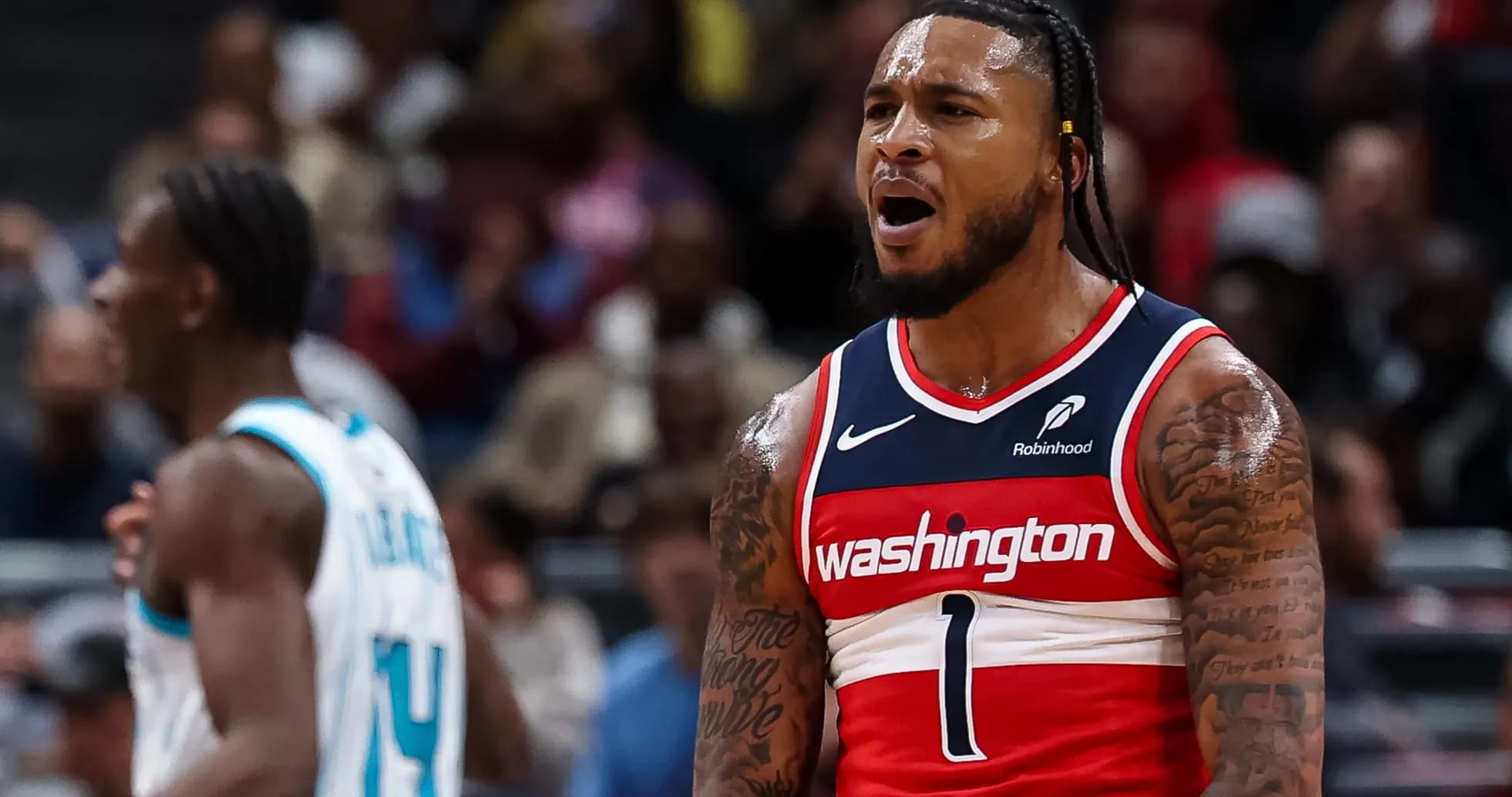 Jugador de los Washington Wizards celebrando una jugada Jugador de los Washington Wizards celebrando una jugada