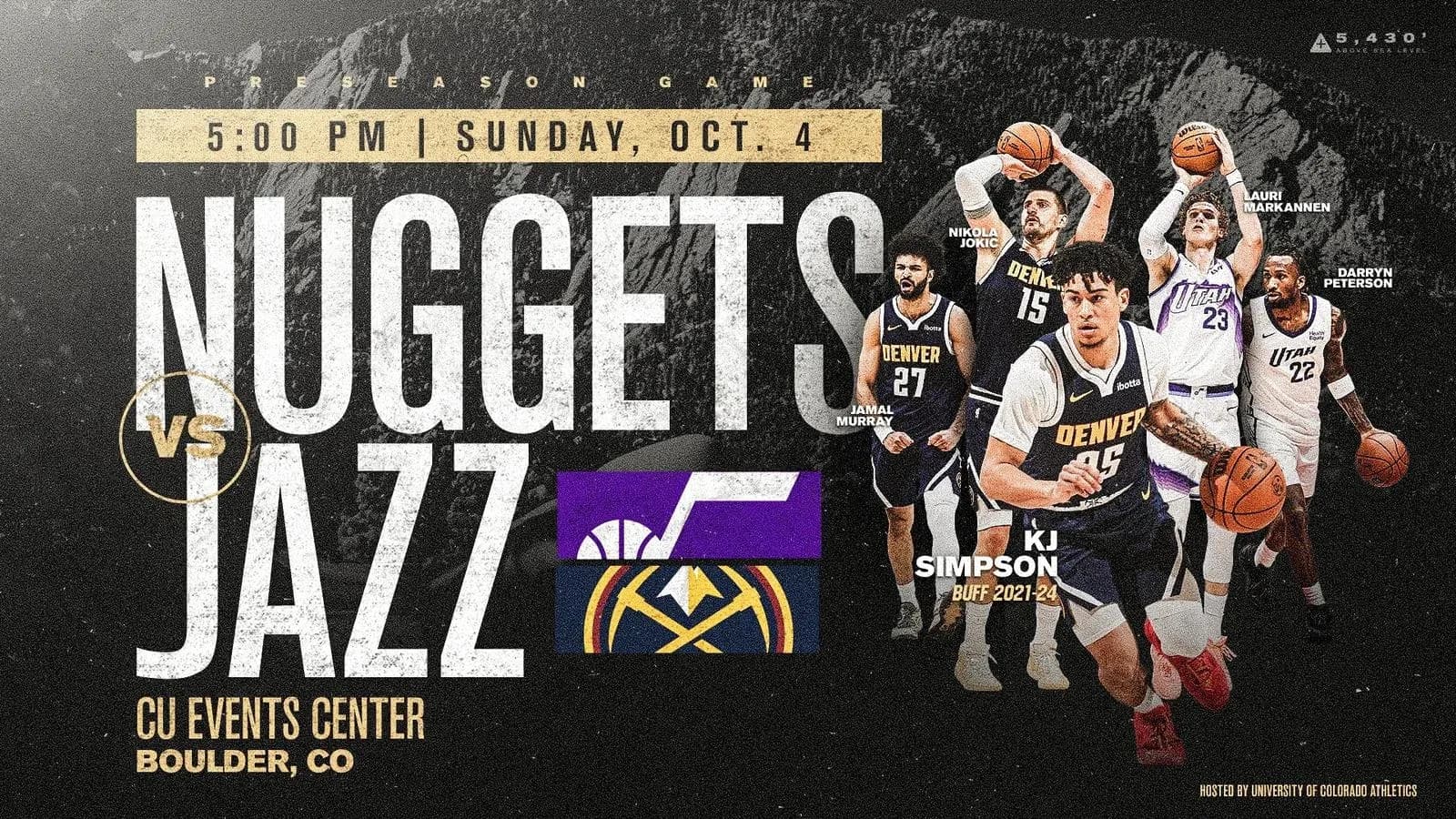 Anuncio del juego entre Nuggets y Jazz en Boulder Anuncio del juego entre Nuggets y Jazz en Boulder