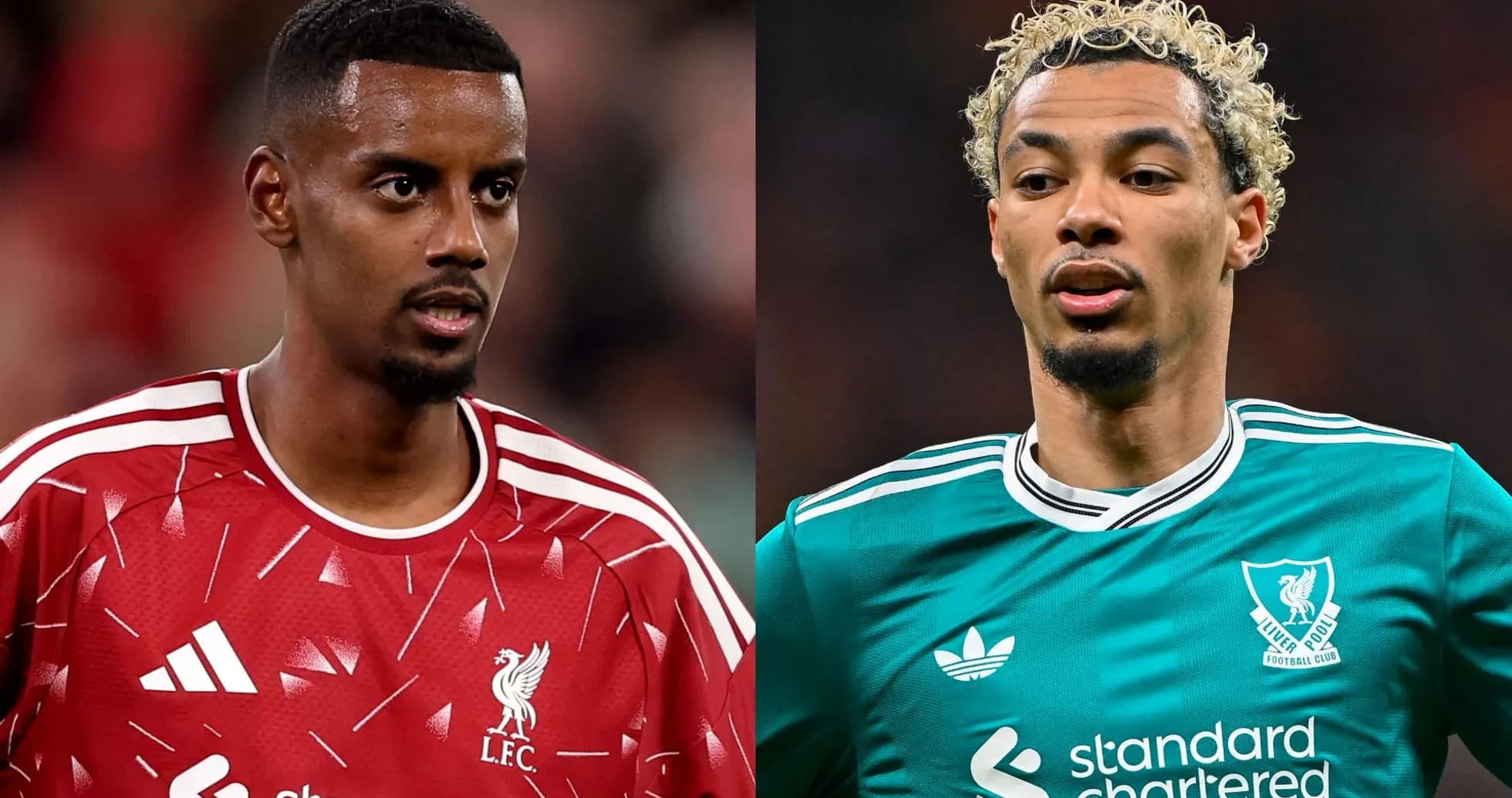 Dos jugadores de Liverpool en uniformes diferentes Dos jugadores de Liverpool en uniformes diferentes