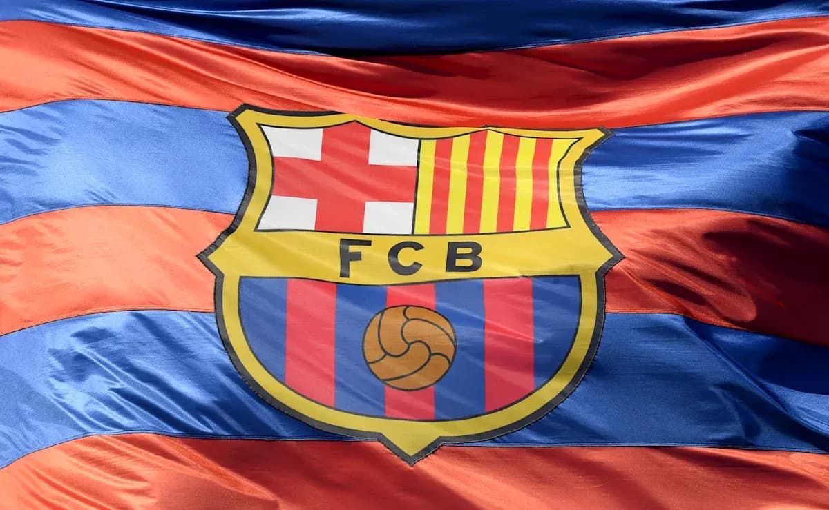 Bandera del FC Barcelona con colores distintivos Bandera del FC Barcelona con colores distintivos