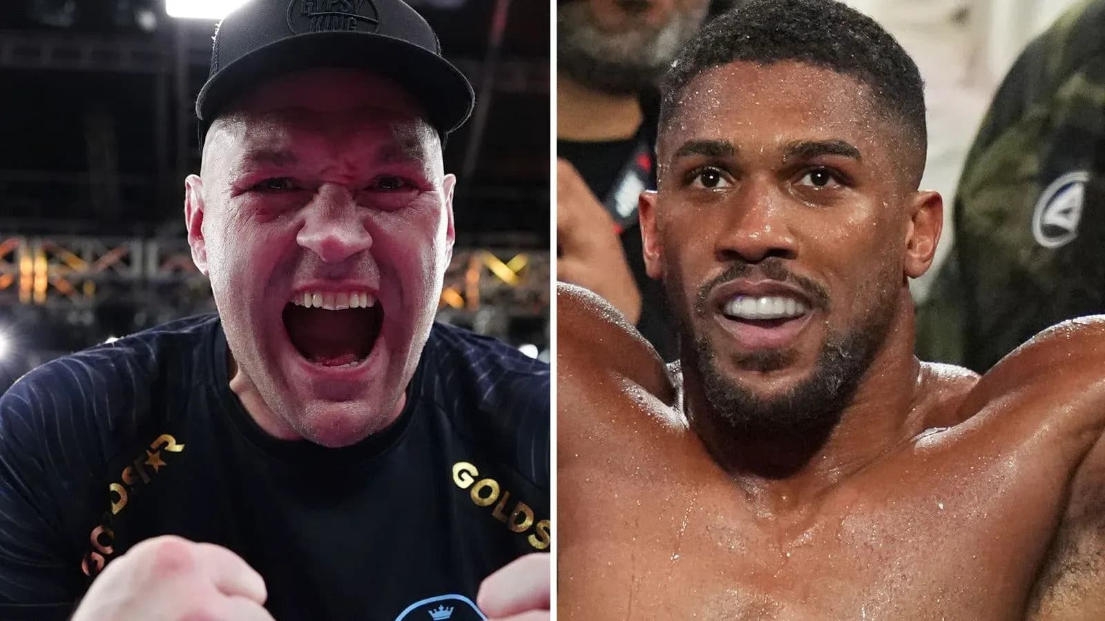 Tyson Fury y Anthony Joshua después de una pelea Tyson Fury y Anthony Joshua después de una pelea