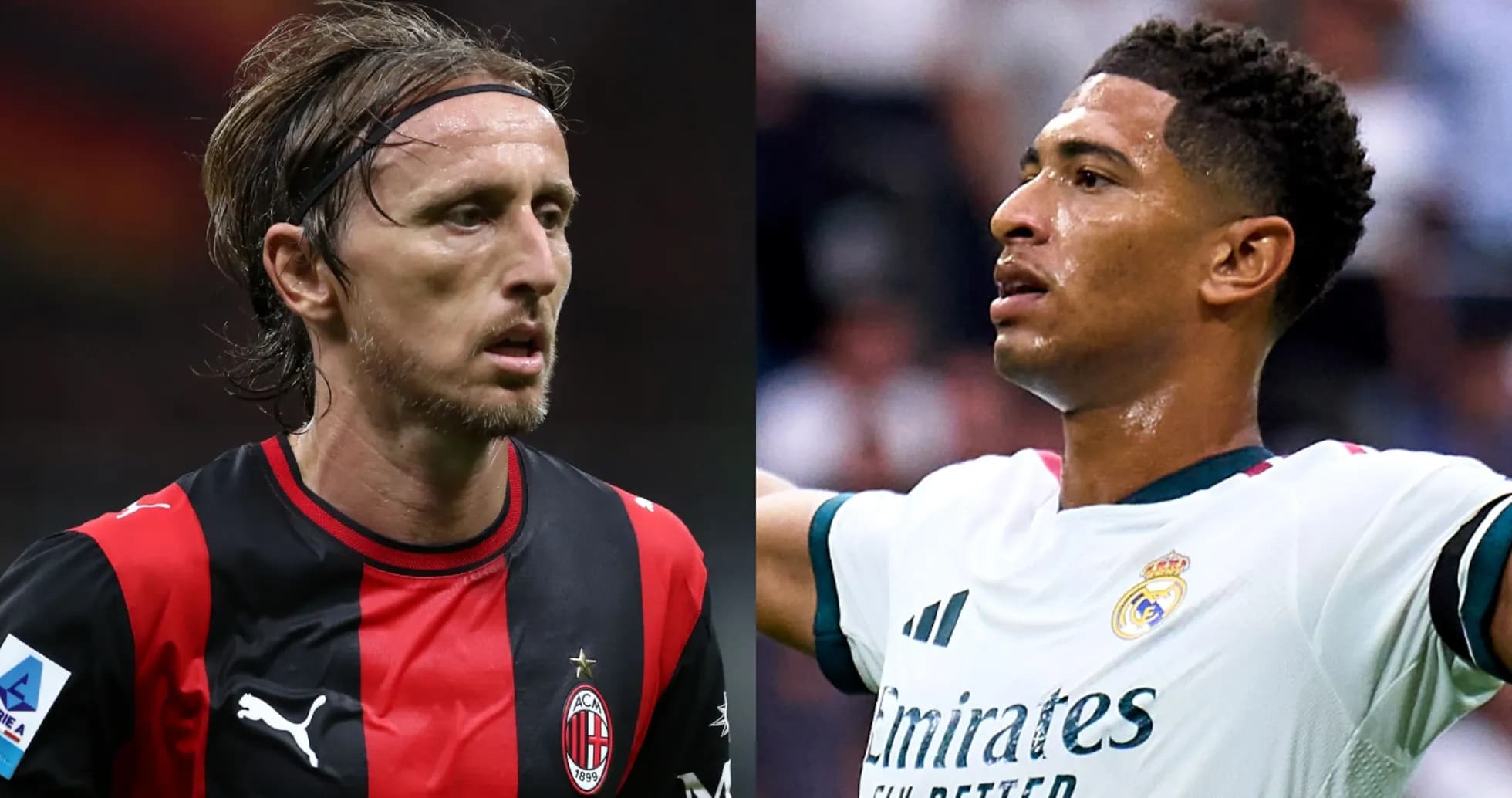 Jugadores de AC Milan y Real Madrid en acción Jugadores de AC Milan y Real Madrid en acción